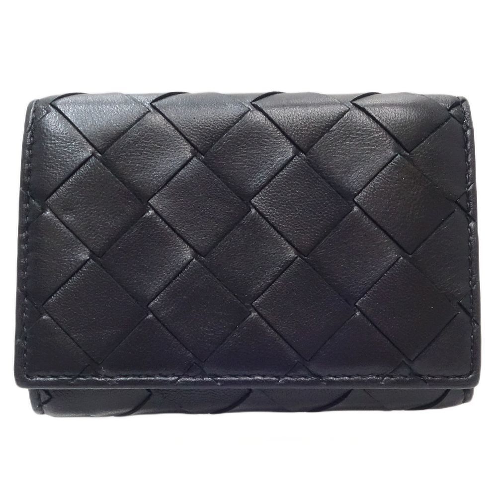 Bottega Veneta Zipper Wallet Intrecciato Trifold Leather Black